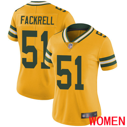 Green Bay Packers Limited Gold Women #51 Fackrell Kyler Jersey Nike NFL Rush Vapor Untouchable->youth nfl jersey->Youth Jersey